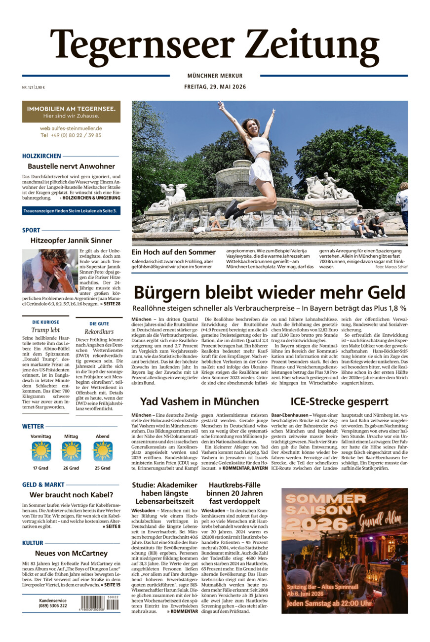 Tegernseer Zeitung vom Freitag, 29.05.2026
