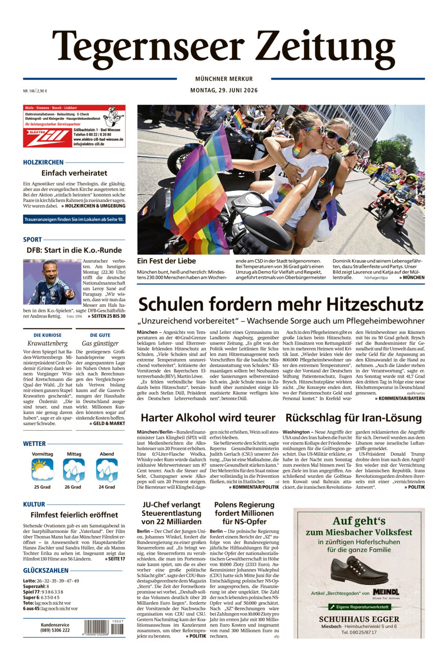 Tegernseer Zeitung vom Montag, 29.06.2026