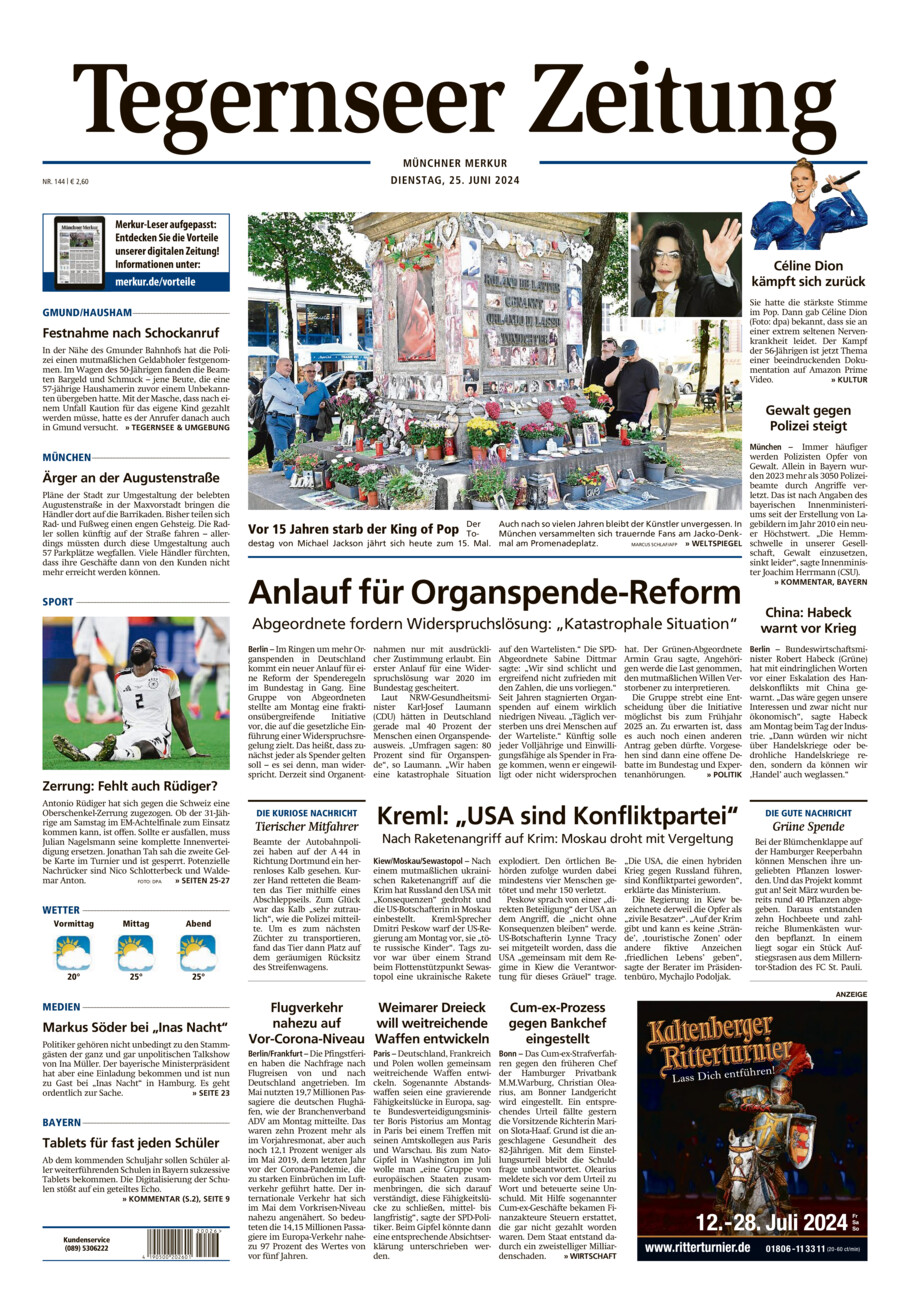 Tegernseer Zeitung vom Dienstag, 25.06.2024