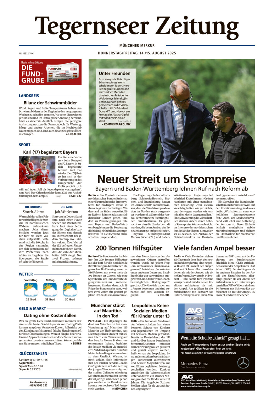 Tegernseer Zeitung vom Donnerstag, 14.08.2025