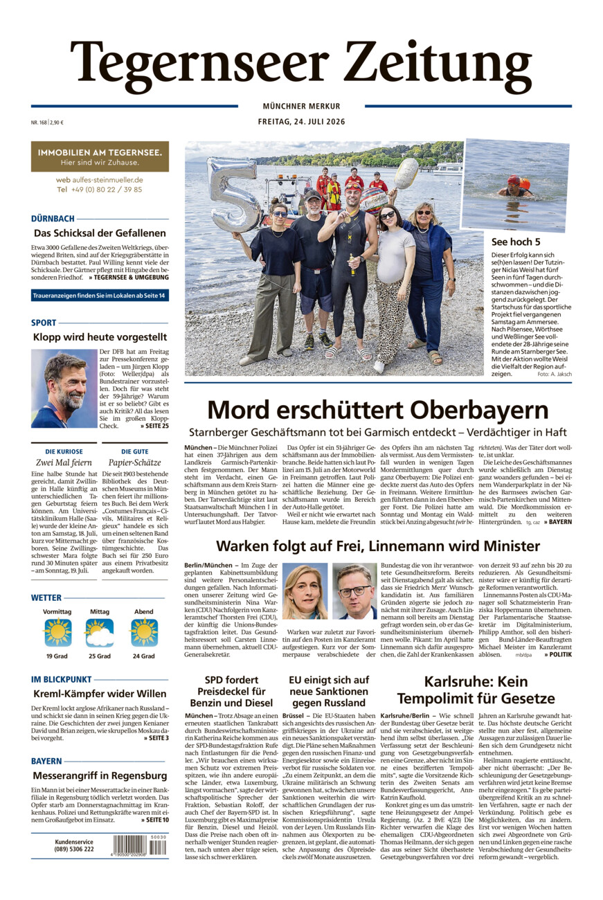 Tegernseer Zeitung vom Freitag, 24.07.2026