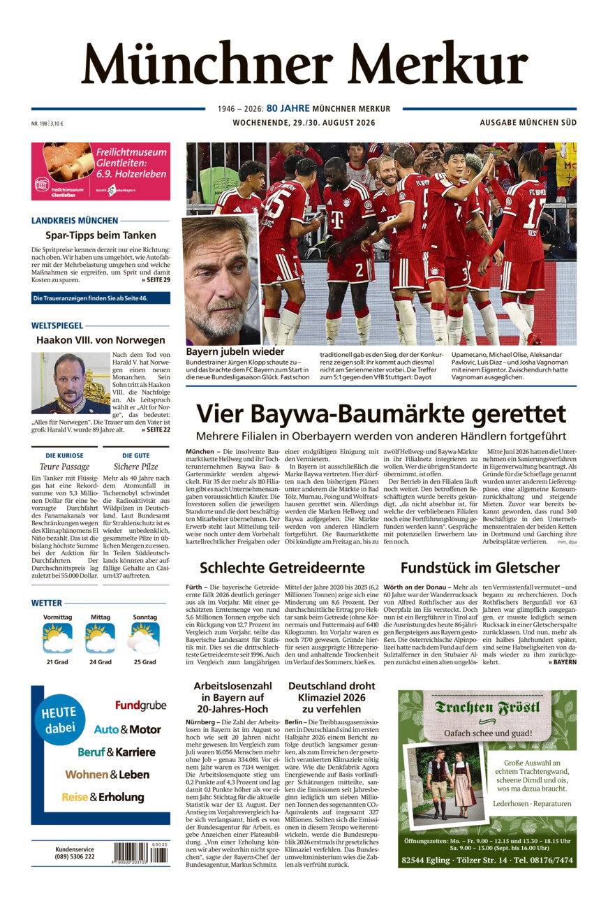 Münchner Merkur - Süd vom Samstag, 29.08.2026