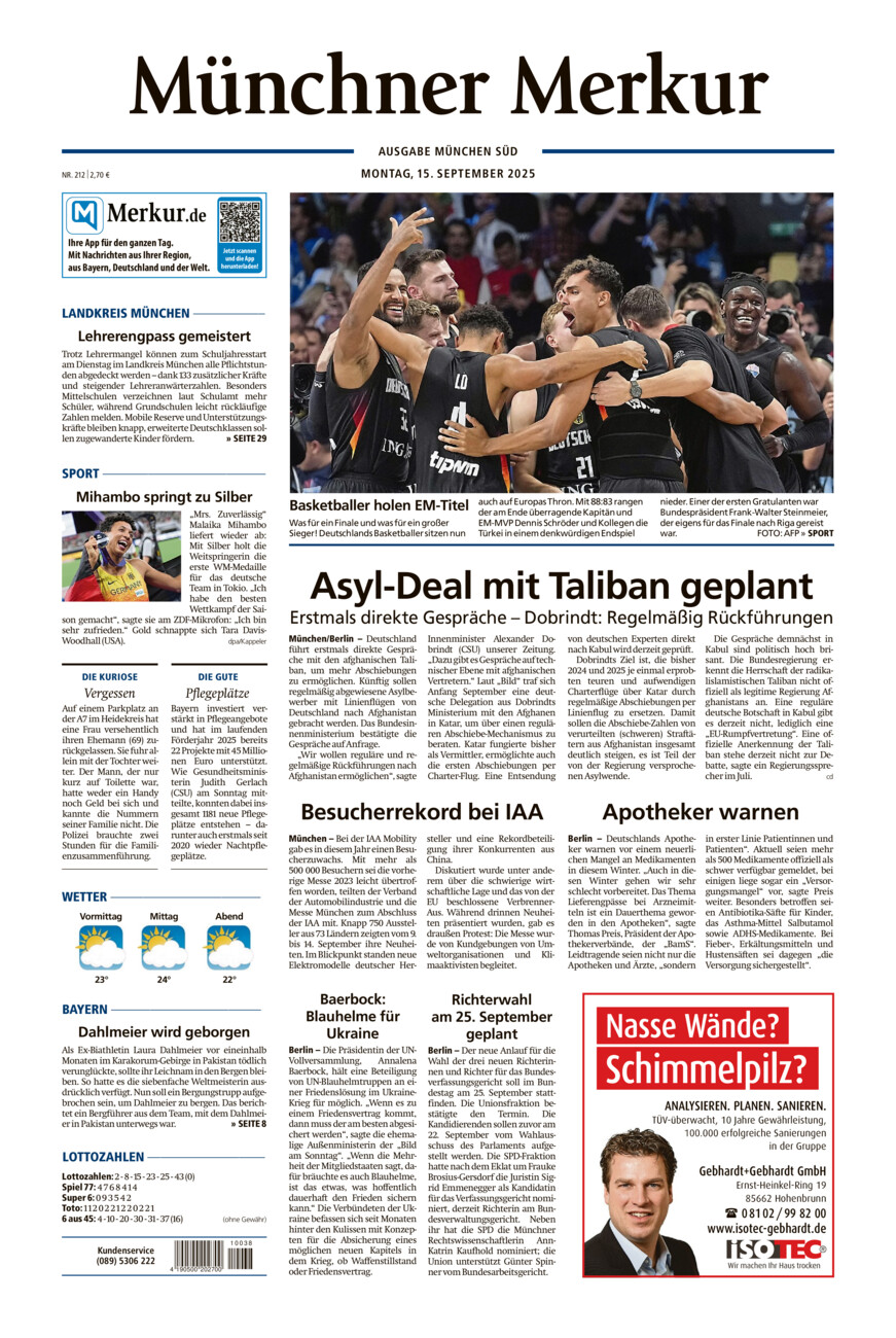Münchner Merkur - Süd vom Montag, 15.09.2025