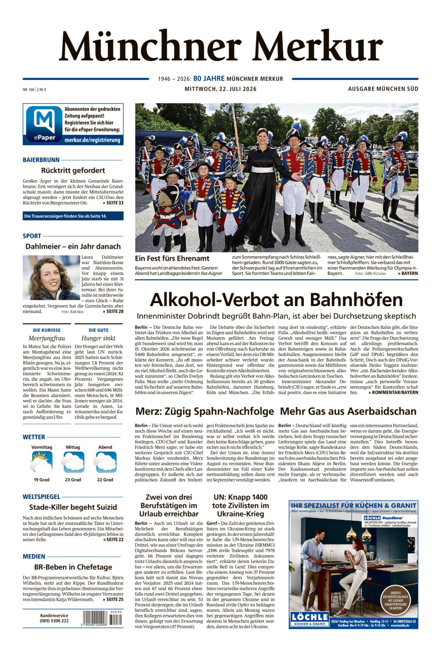 Münchner Merkur - Süd vom Mittwoch, 22.07.2026