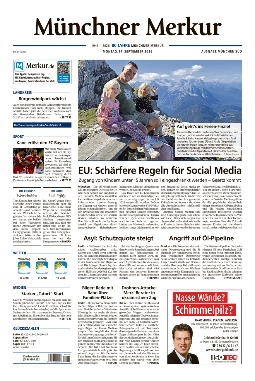 Münchner Merkur - Süd vom Montag, 14.09.2026
