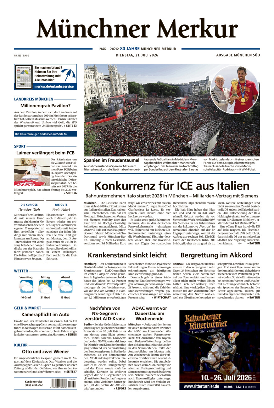 Münchner Merkur - Süd vom Dienstag, 21.07.2026