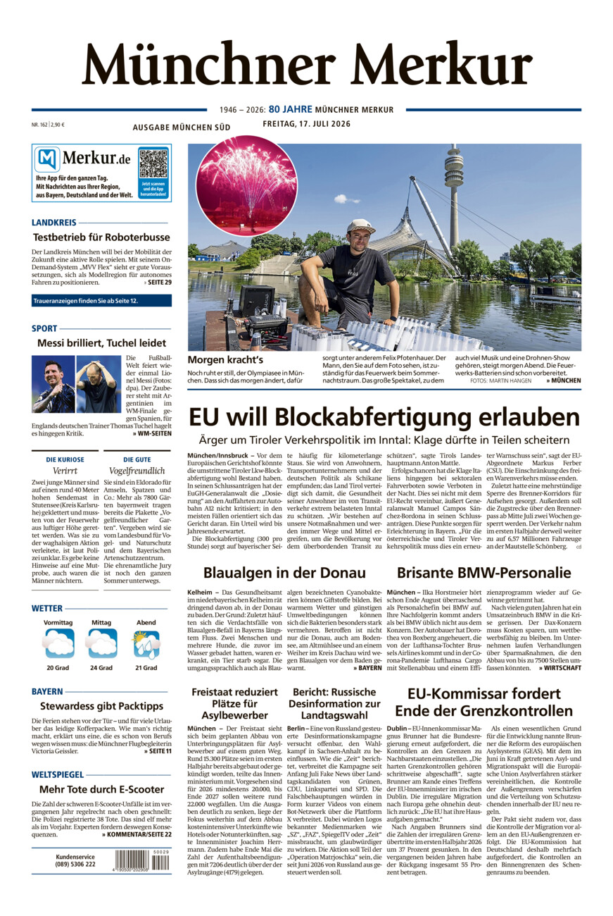 Münchner Merkur - Süd vom Freitag, 17.07.2026