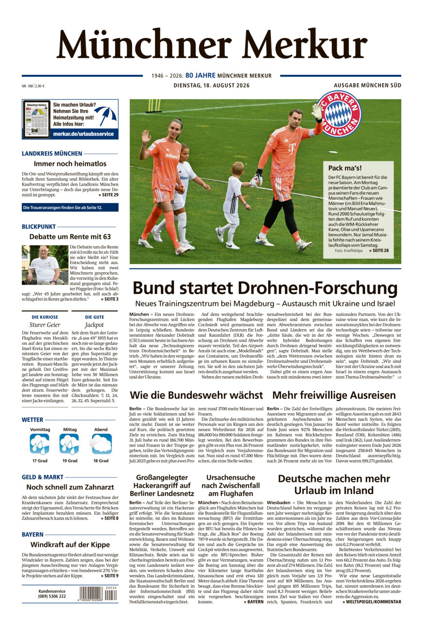 Münchner Merkur - Süd vom Dienstag, 18.08.2026
