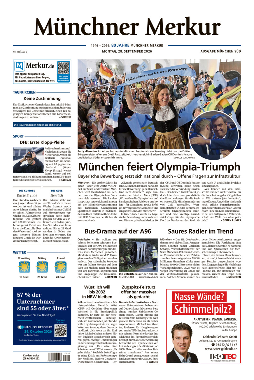 Münchner Merkur - Süd vom Montag, 28.09.2026