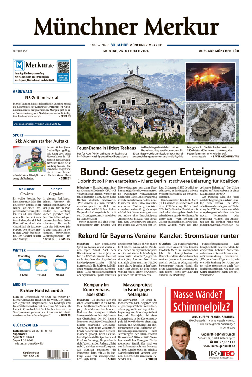 Münchner Merkur - Süd vom Montag, 26.10.2026