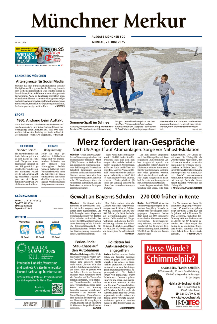 Münchner Merkur - Süd vom Montag, 23.06.2025
