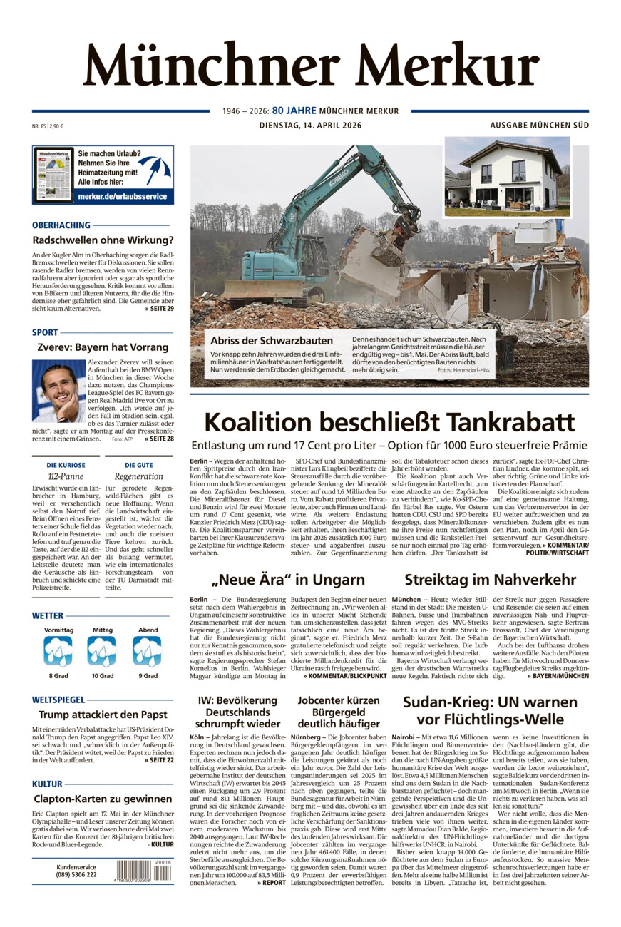 Münchner Merkur - Süd vom Dienstag, 14.04.2026