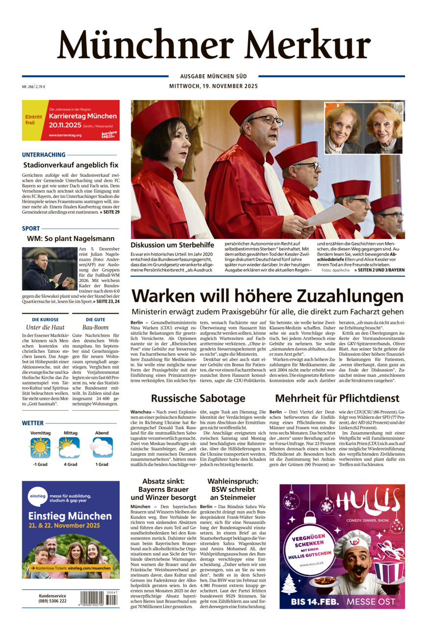 Münchner Merkur - Süd vom Mittwoch, 19.11.2025