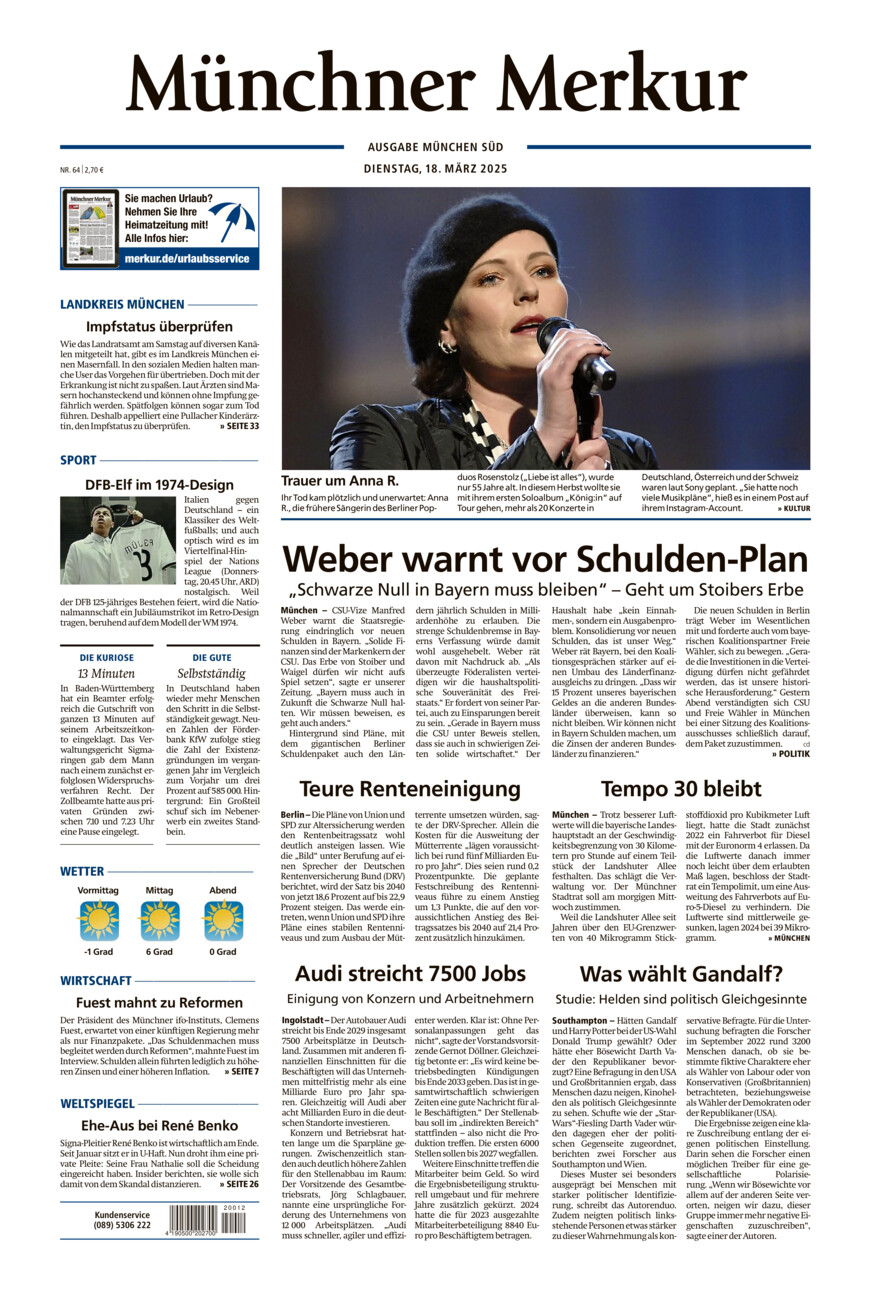 Münchner Merkur - Süd vom Dienstag, 18.03.2025 | Merkur