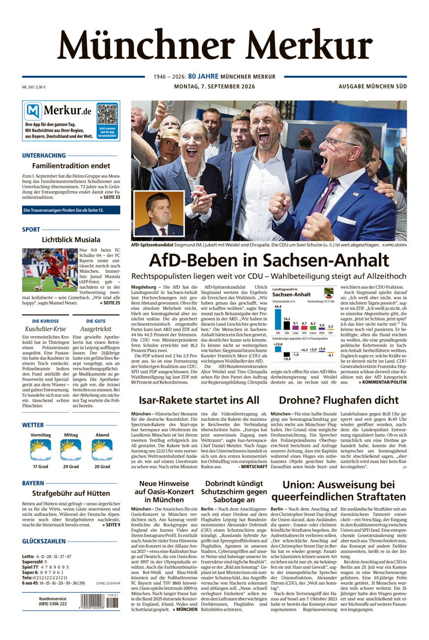 Münchner Merkur - Süd vom Montag, 07.09.2026