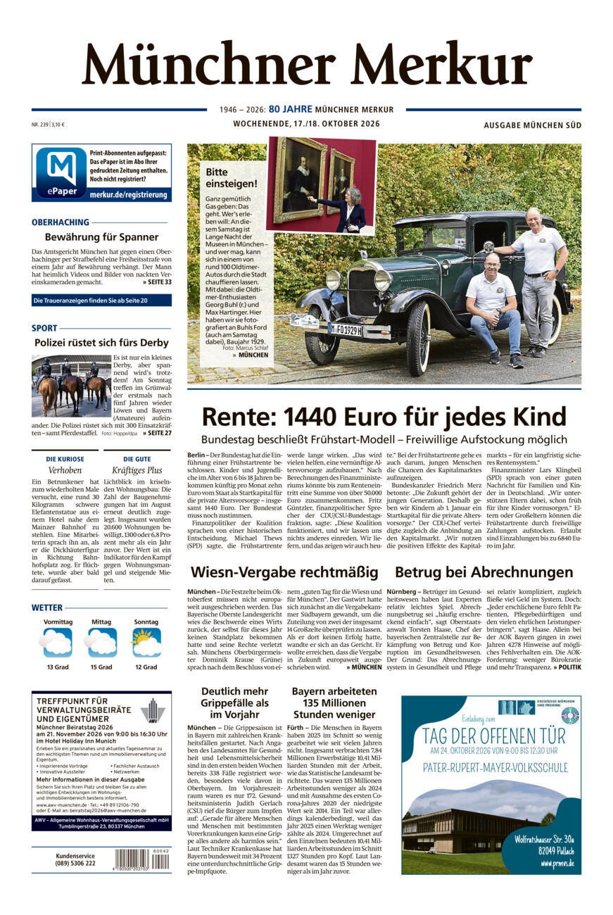 Münchner Merkur - Süd vom Samstag, 17.10.2026