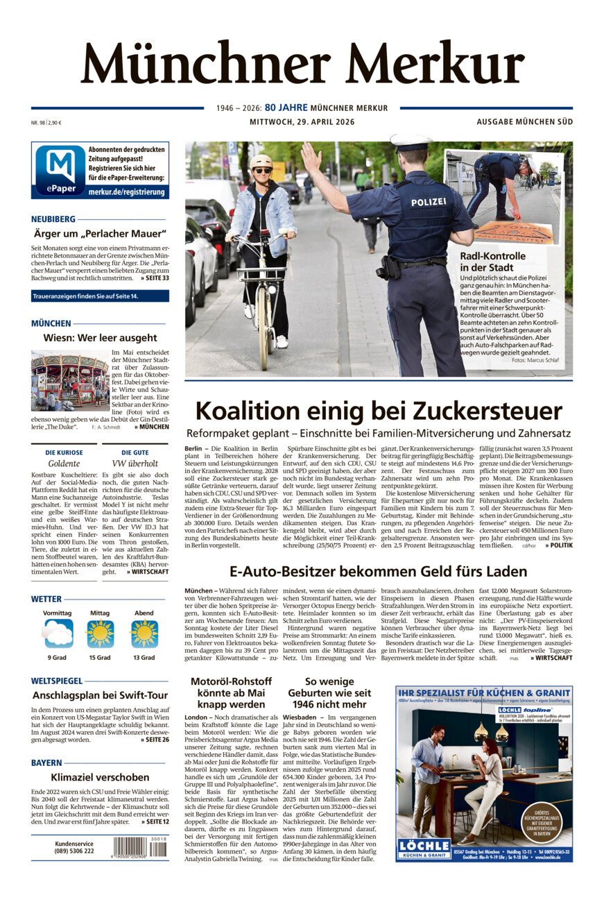 Münchner Merkur - Süd vom Mittwoch, 29.04.2026