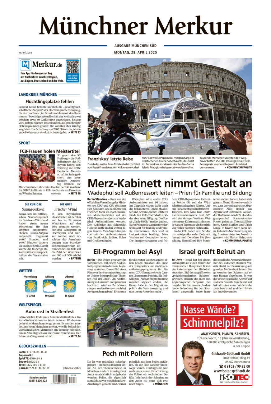 Münchner Merkur - Süd vom Montag, 28.04.2025