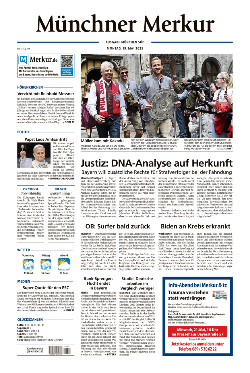 Münchner Merkur - Süd vom Montag, 19.05.2025