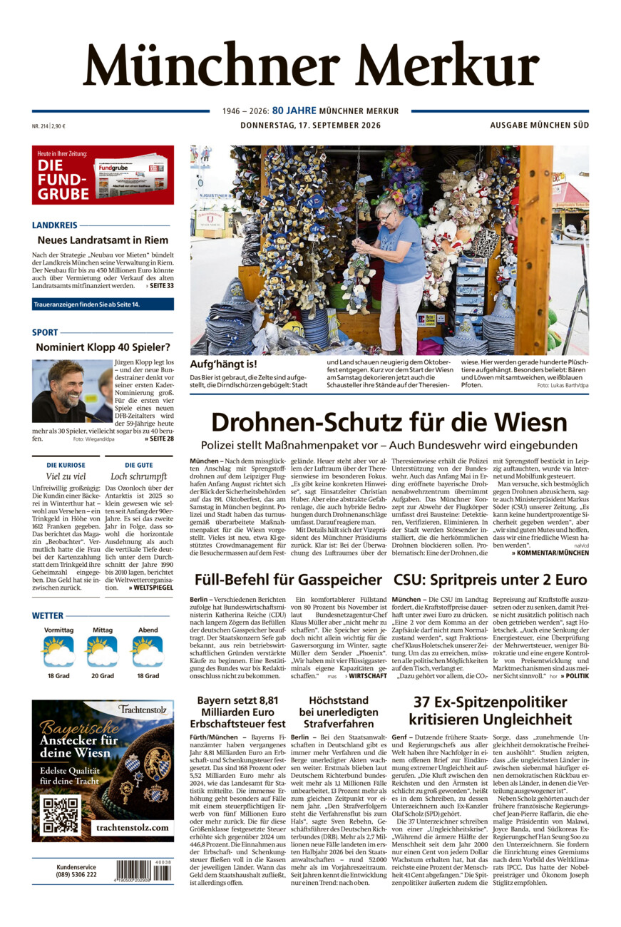 Münchner Merkur - Süd vom Donnerstag, 17.09.2026