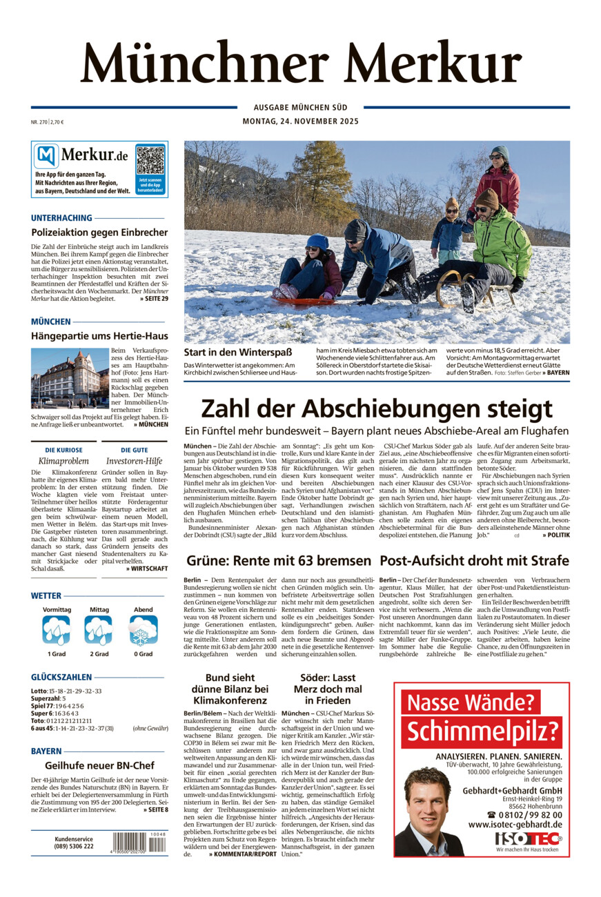 Münchner Merkur - Süd vom Montag, 24.11.2025
