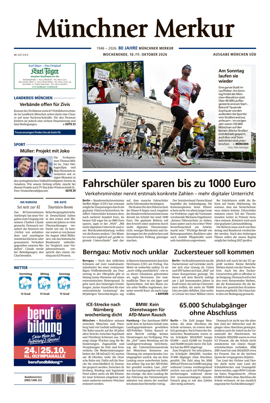 Münchner Merkur - Süd vom Samstag, 10.10.2026