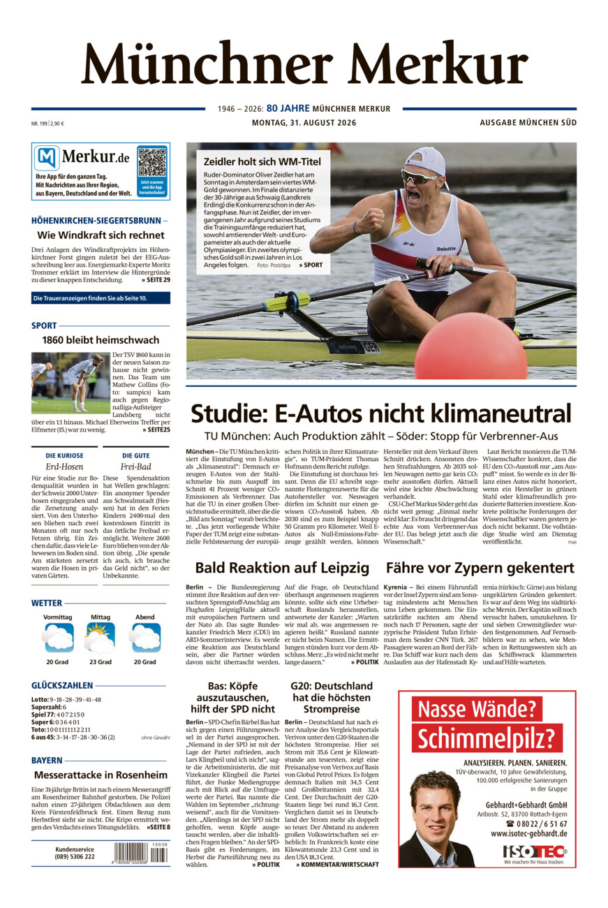 Münchner Merkur - Süd vom Montag, 31.08.2026
