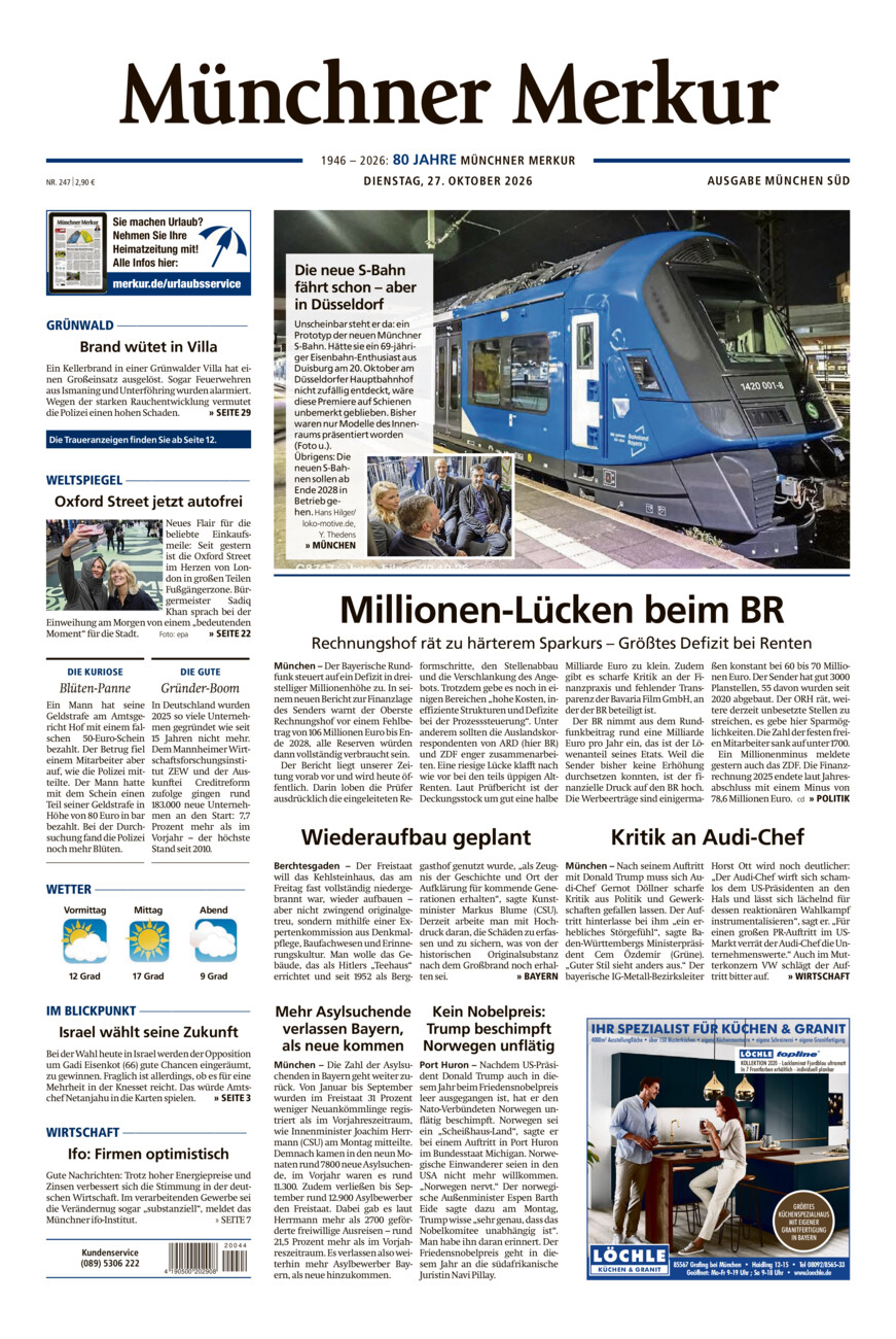 Münchner Merkur - Süd vom Dienstag, 27.10.2026