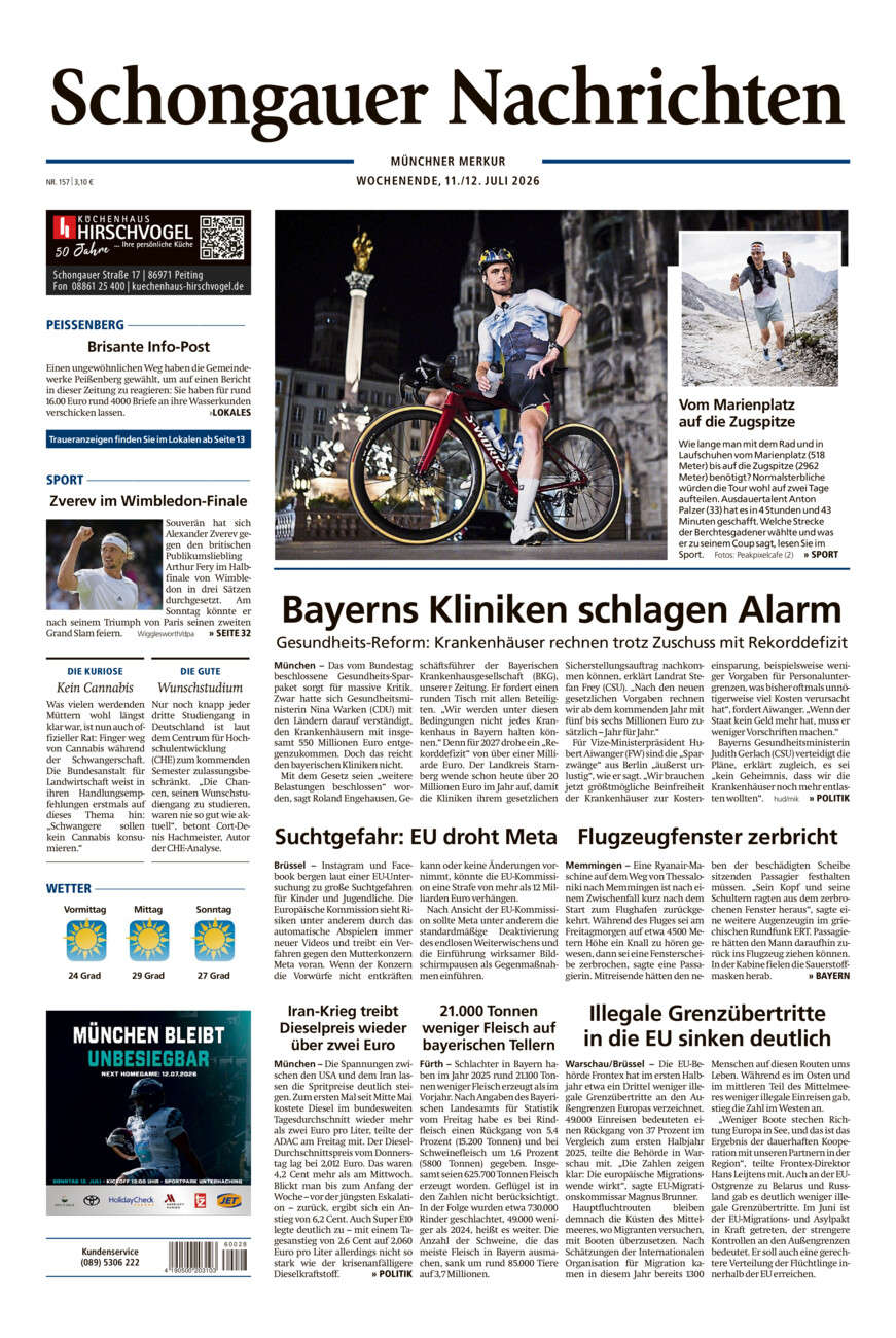 Schongauer Nachrichten vom Samstag, 11.07.2026