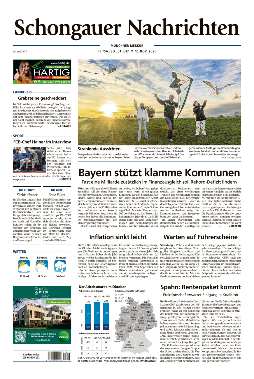 Schongauer Nachrichten vom Freitag, 31.10.2025