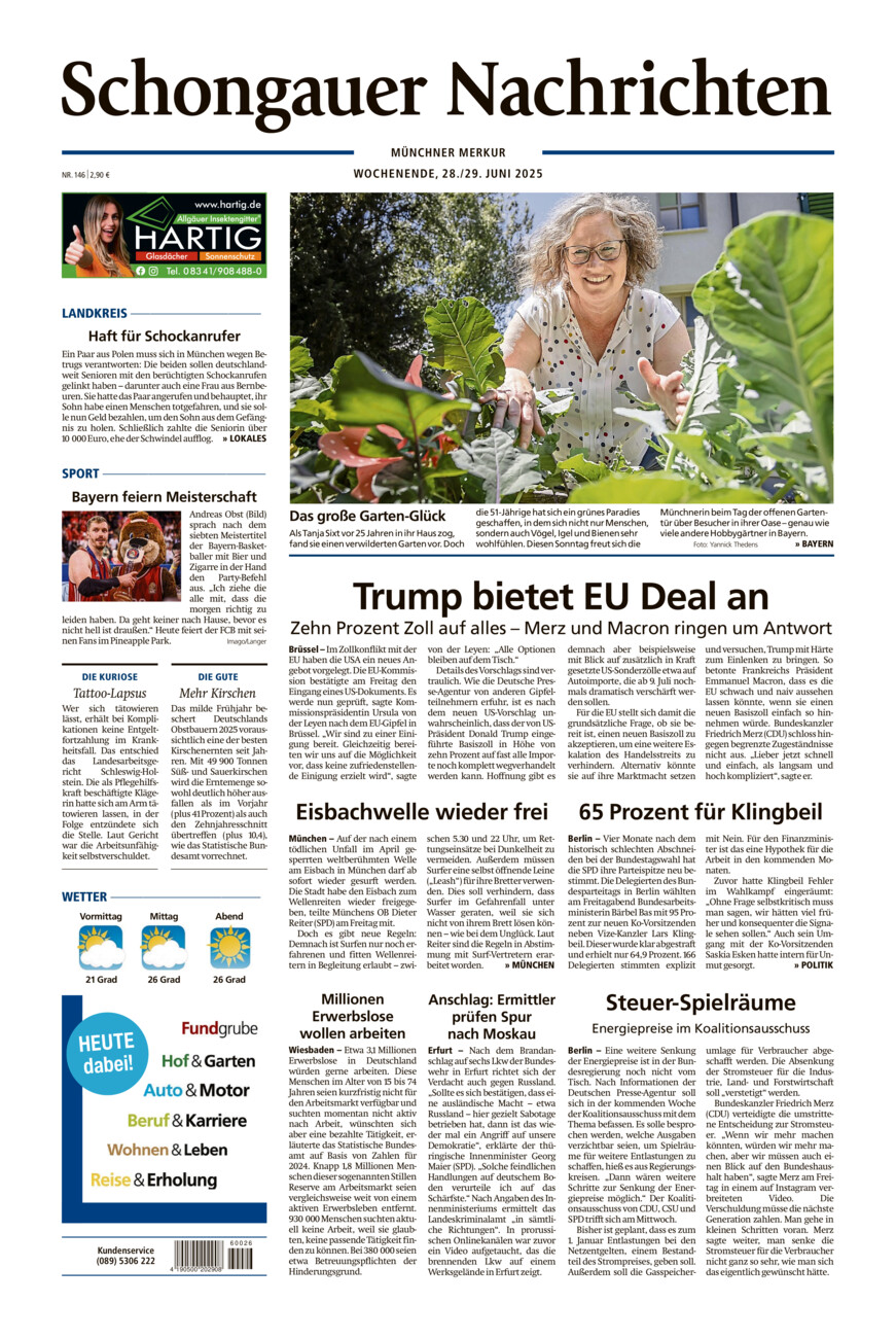Schongauer Nachrichten vom Samstag, 28.06.2025
