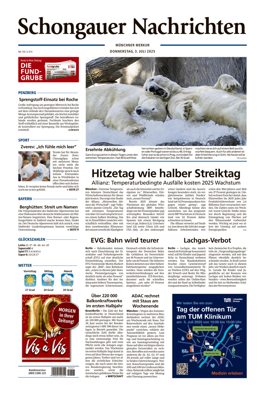 Schongauer Nachrichten vom Donnerstag, 03.07.2025