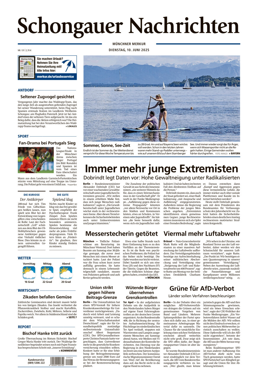Schongauer Nachrichten vom Dienstag, 10.06.2025