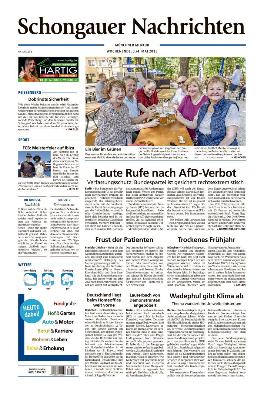 Schongauer Nachrichten vom Samstag, 03.05.2025