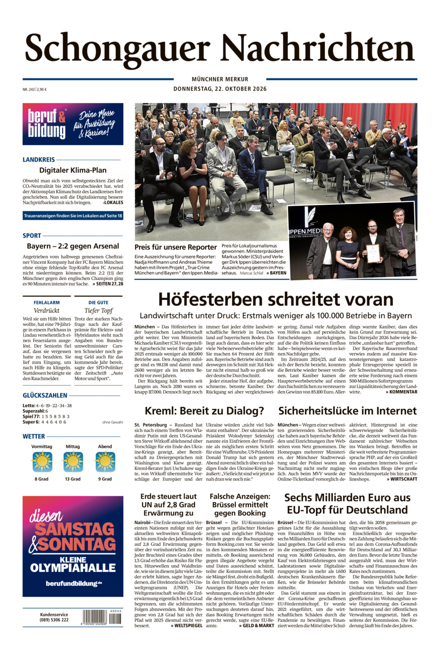 Schongauer Nachrichten vom Donnerstag, 22.10.2026