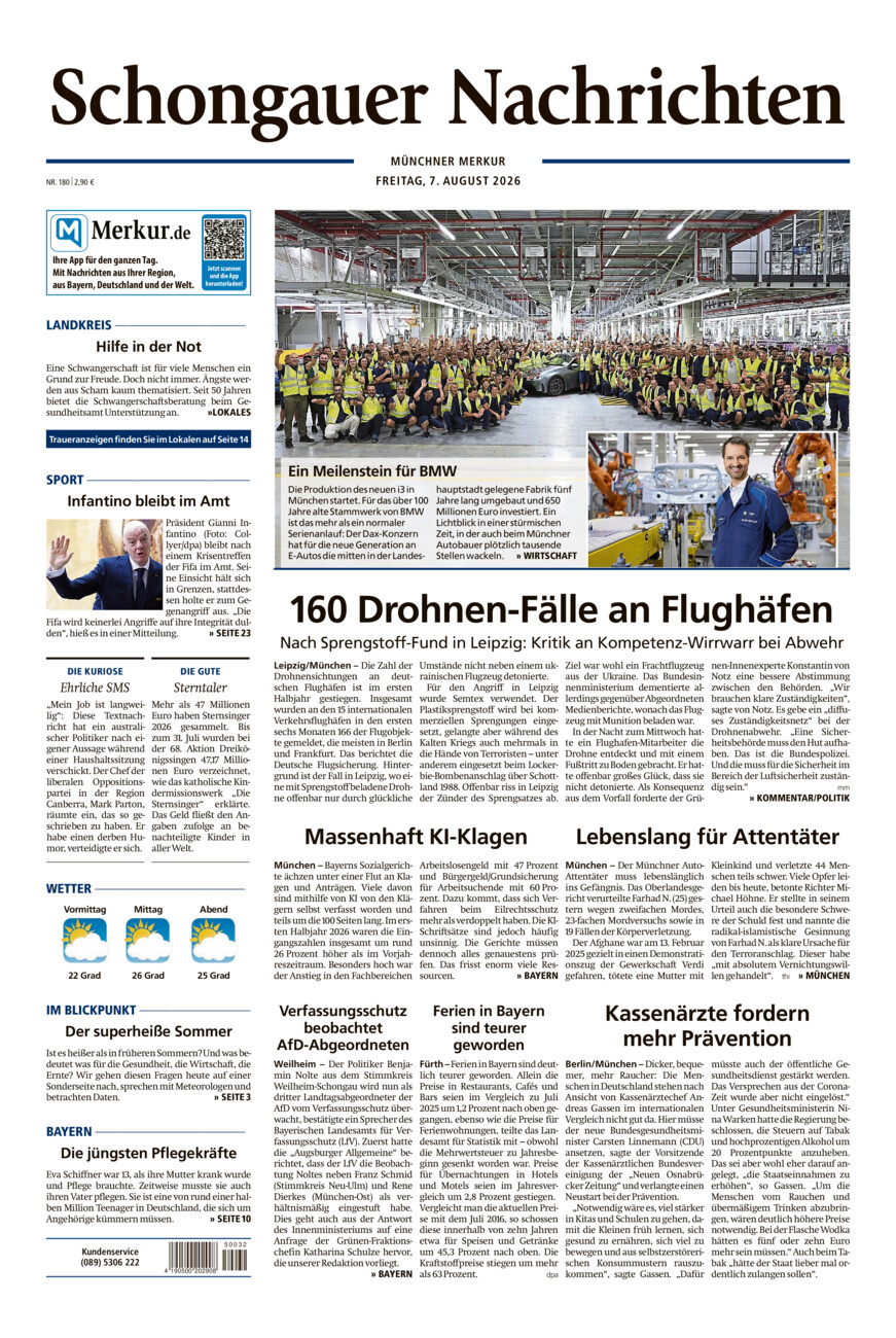 Schongauer Nachrichten vom Freitag, 07.08.2026