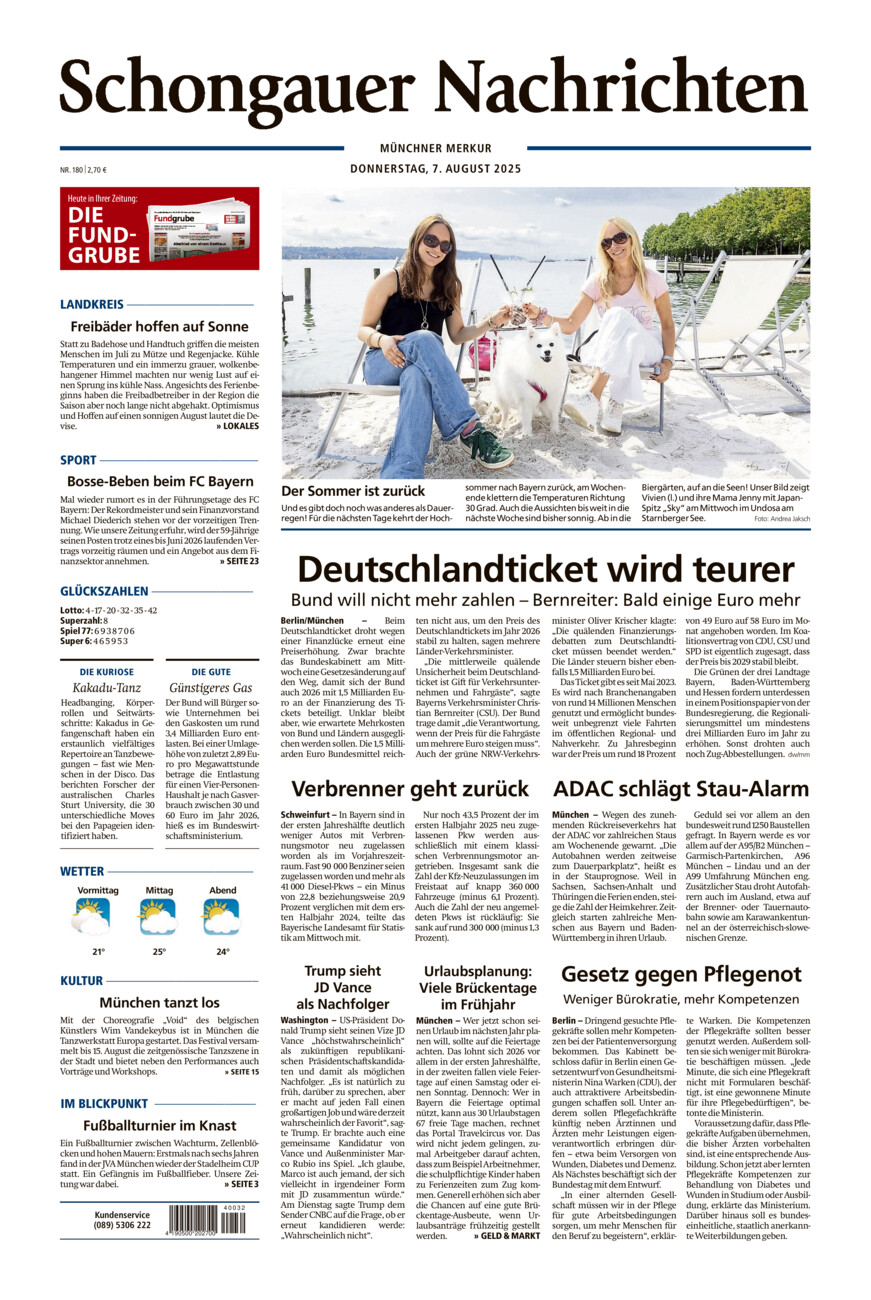 Schongauer Nachrichten vom Donnerstag, 07.08.2025