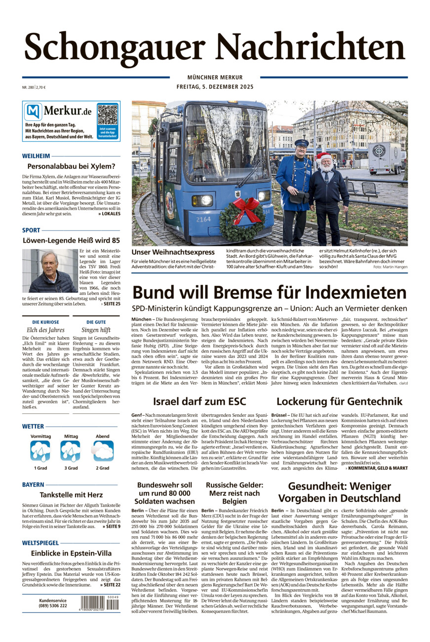 Schongauer Nachrichten vom Freitag, 05.12.2025