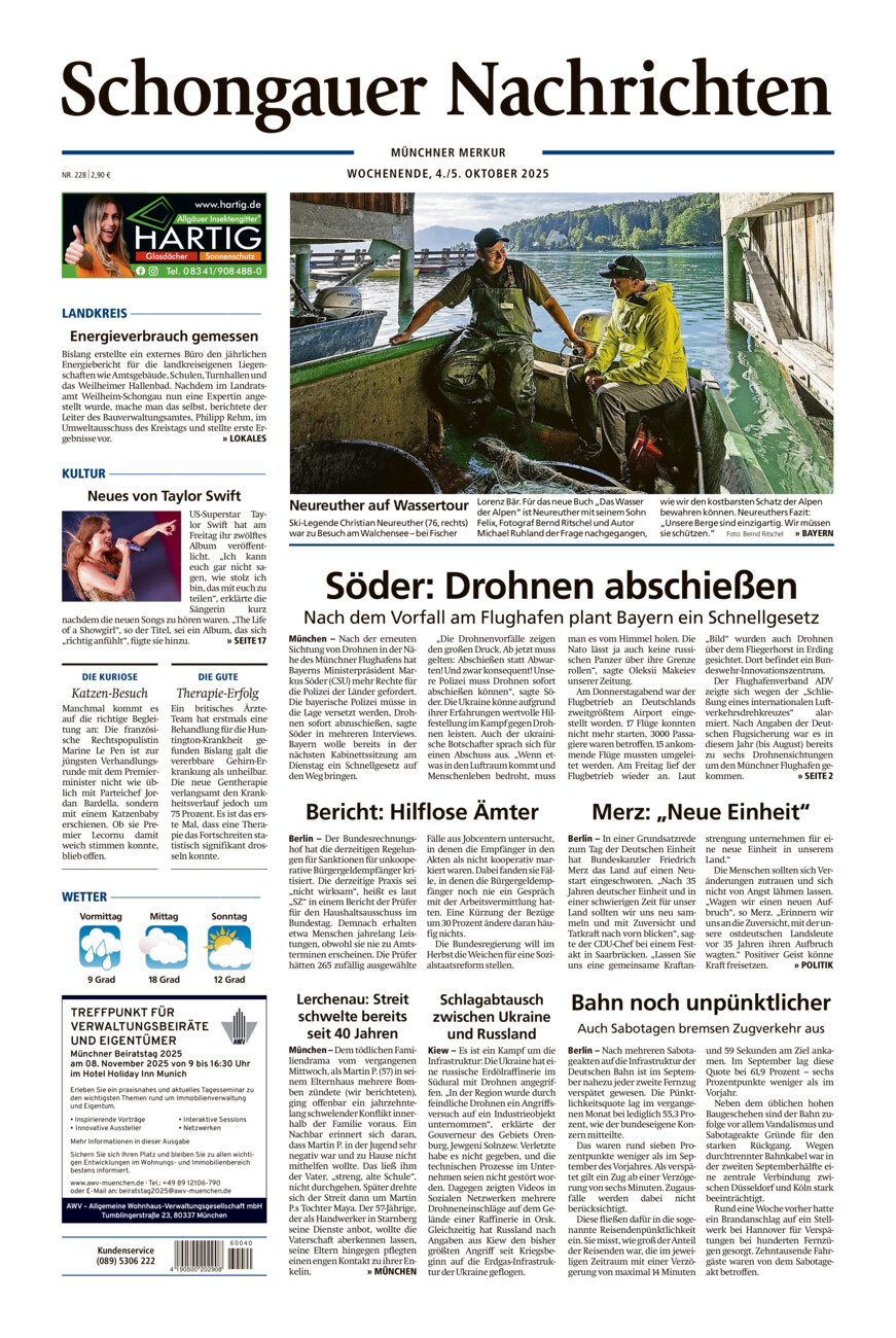 Schongauer Nachrichten vom Samstag, 04.10.2025