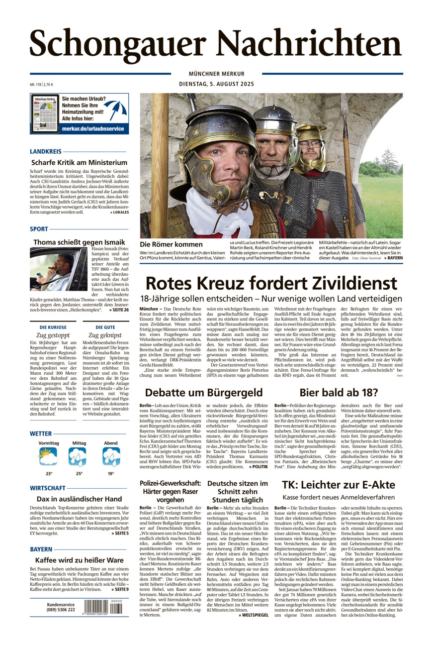 Schongauer Nachrichten vom Dienstag, 05.08.2025