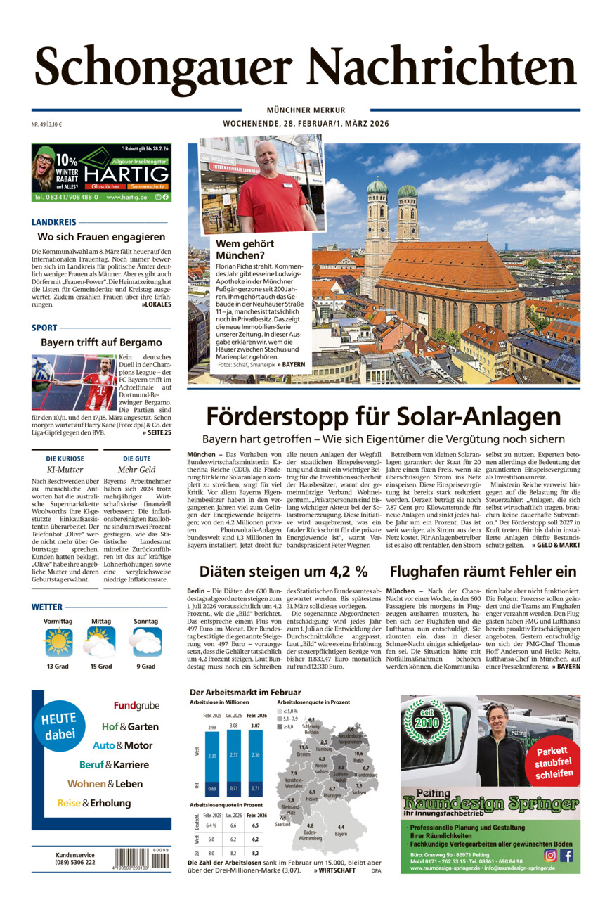 Schongauer Nachrichten vom Samstag, 28.02.2026