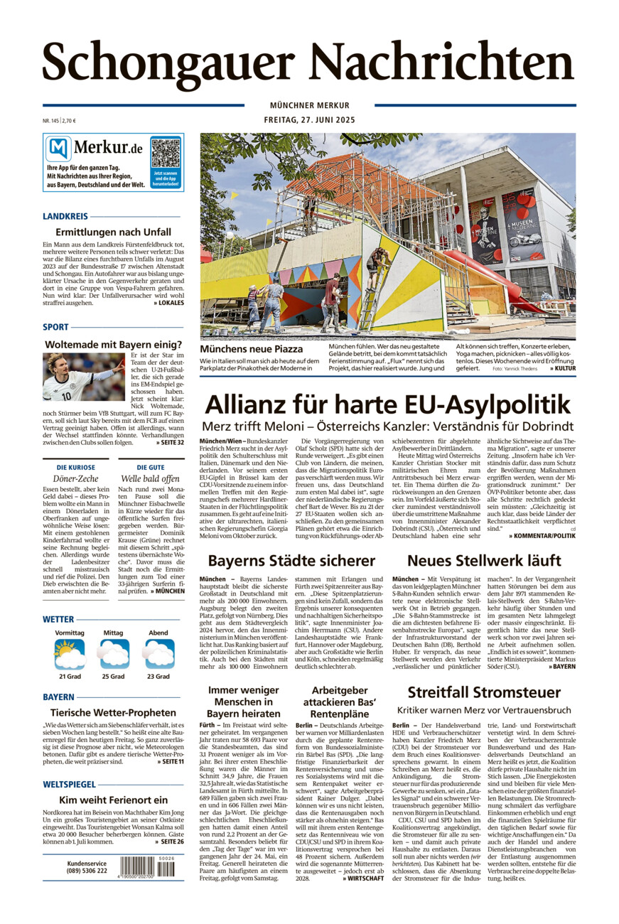 Schongauer Nachrichten vom Freitag, 27.06.2025