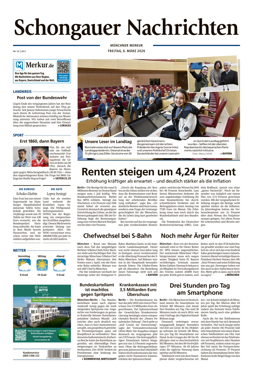 Schongauer Nachrichten vom Freitag, 06.03.2026