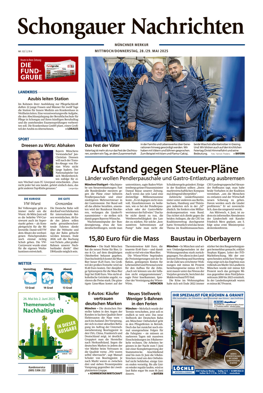 Schongauer Nachrichten vom Mittwoch, 28.05.2025