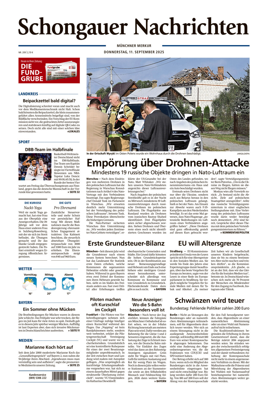 Schongauer Nachrichten vom Donnerstag, 11.09.2025