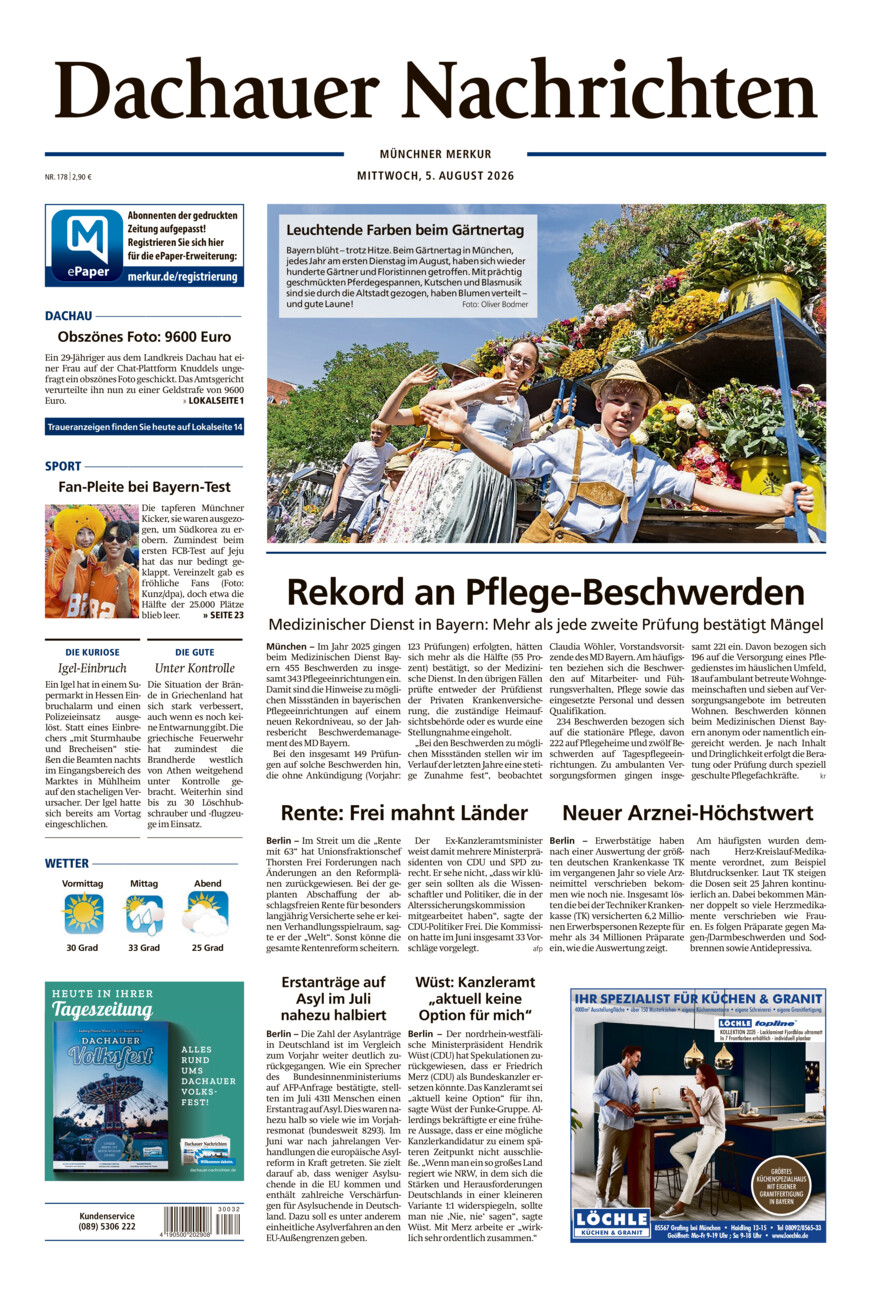 Dachauer Nachrichten vom Mittwoch, 05.08.2026