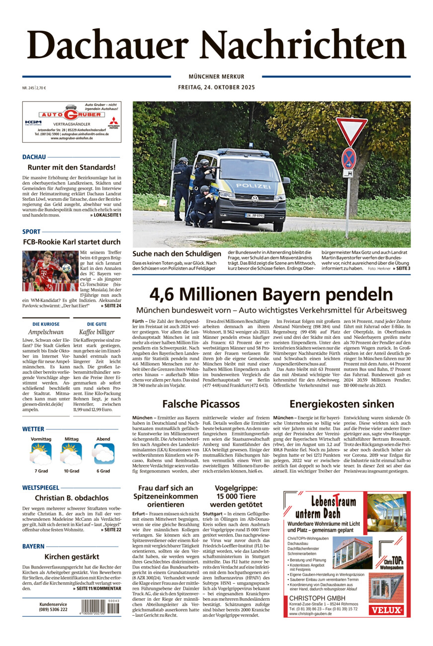 Dachauer Nachrichten vom Freitag, 24.10.2025