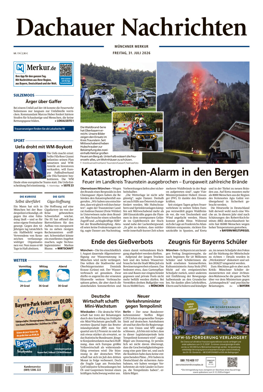 Dachauer Nachrichten vom Freitag, 31.07.2026