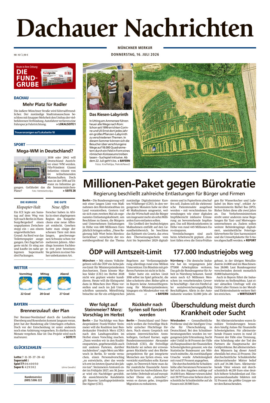 Dachauer Nachrichten vom Donnerstag, 16.07.2026