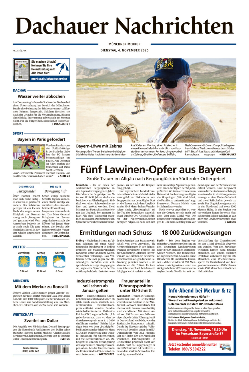 Dachauer Nachrichten vom Dienstag, 04.11.2025
